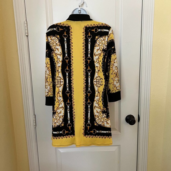 Eva Varro Handcrafted in USA Vintage Yellow Black Tunic Snap Closure M - Picture 4 of 6